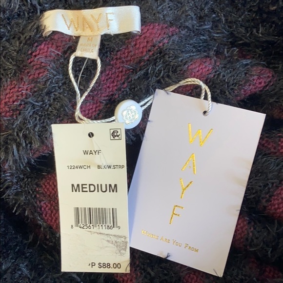 WAYF One-Shoulder Crimson & Black Ruffle Pullover Sweater NWT - Picture 9 of 9